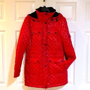 Calvin Klein-Cold  Weather /Rain Coat-Removable Hood-Fleece Lined Back-Sz S